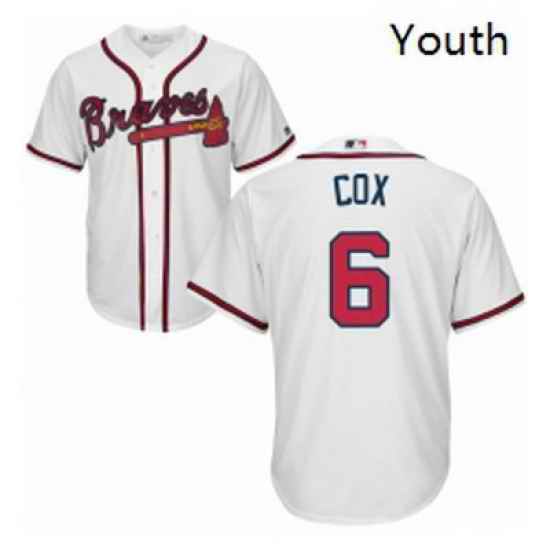 Youth Majestic Atlanta Braves 6 Bobby Cox Authentic White Home Cool Base MLB Jersey